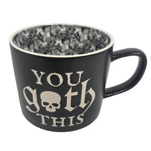 You Goth This Skull Coffee Mug Black Gothic Halloween Ceramic Cup 19 Oz